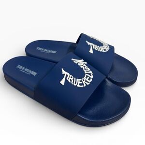 True Religion TI Logo Slide Sandals Men’s Size 10 Blue Rubber Casual Slides